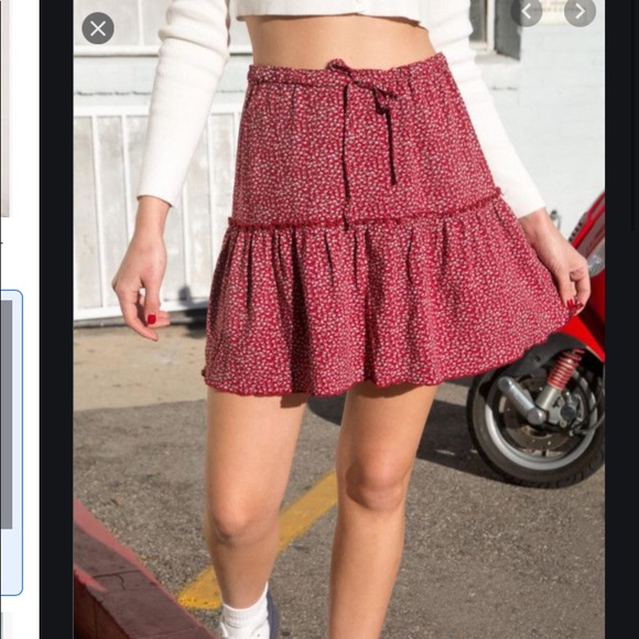 Brandy Melville Red Floral Skirt 